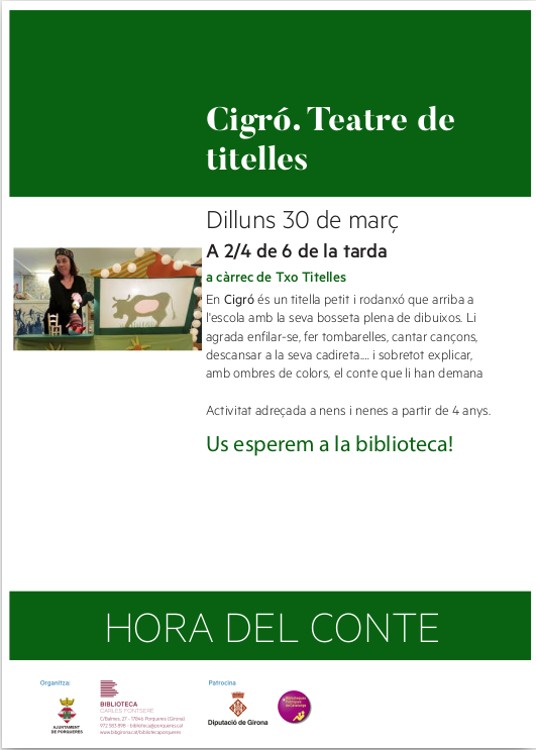 Hora del conte: Cigró (titelles)