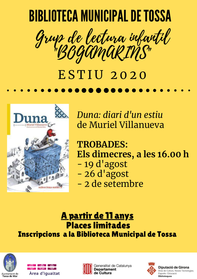 Duna_Grup lectura infantil "Bogamarins"_Agost 2020_Cartell