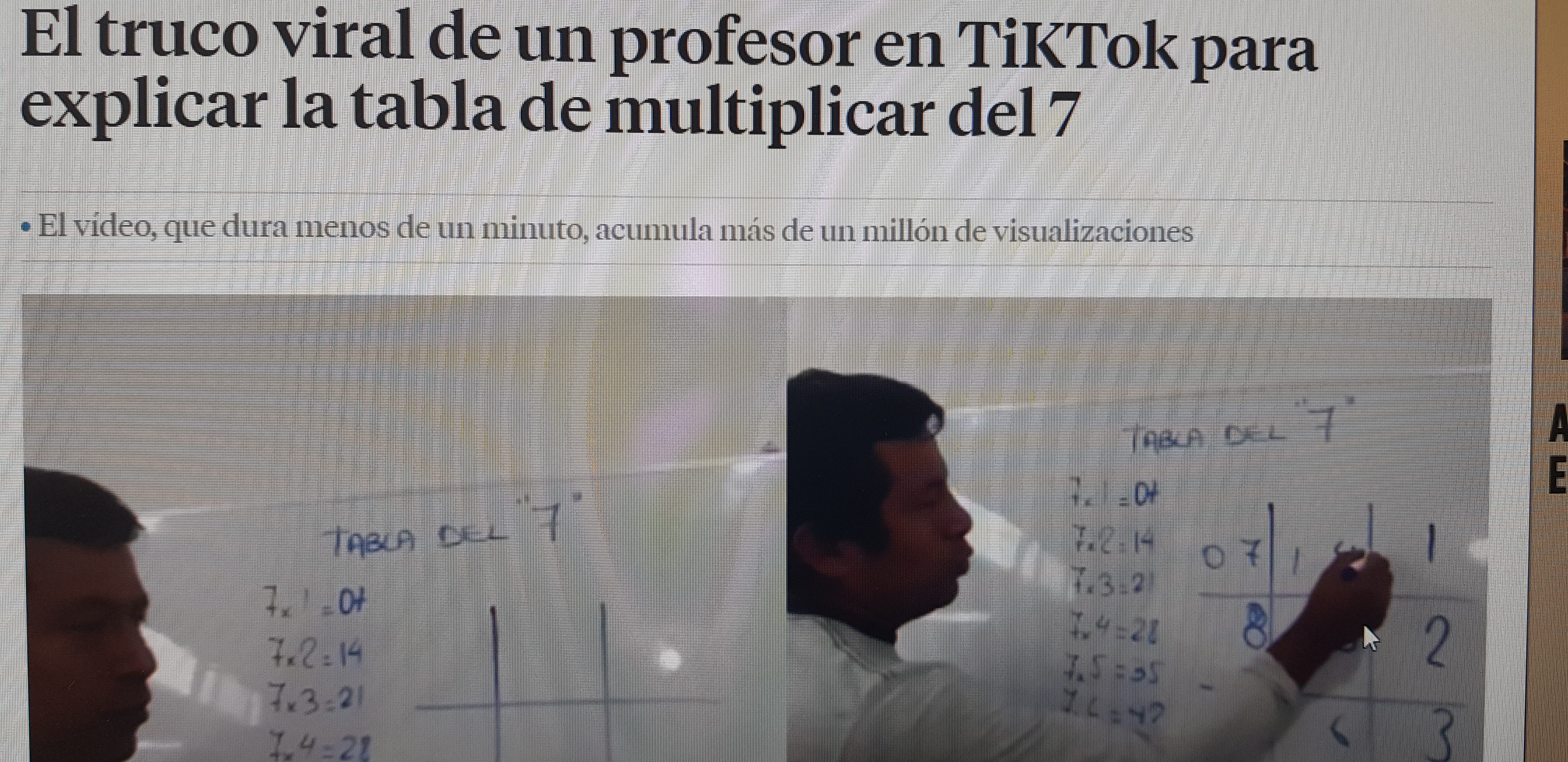 El truco viral de un profesor de matemáticas para aprender la tabal del 7 en cuestión de segundos