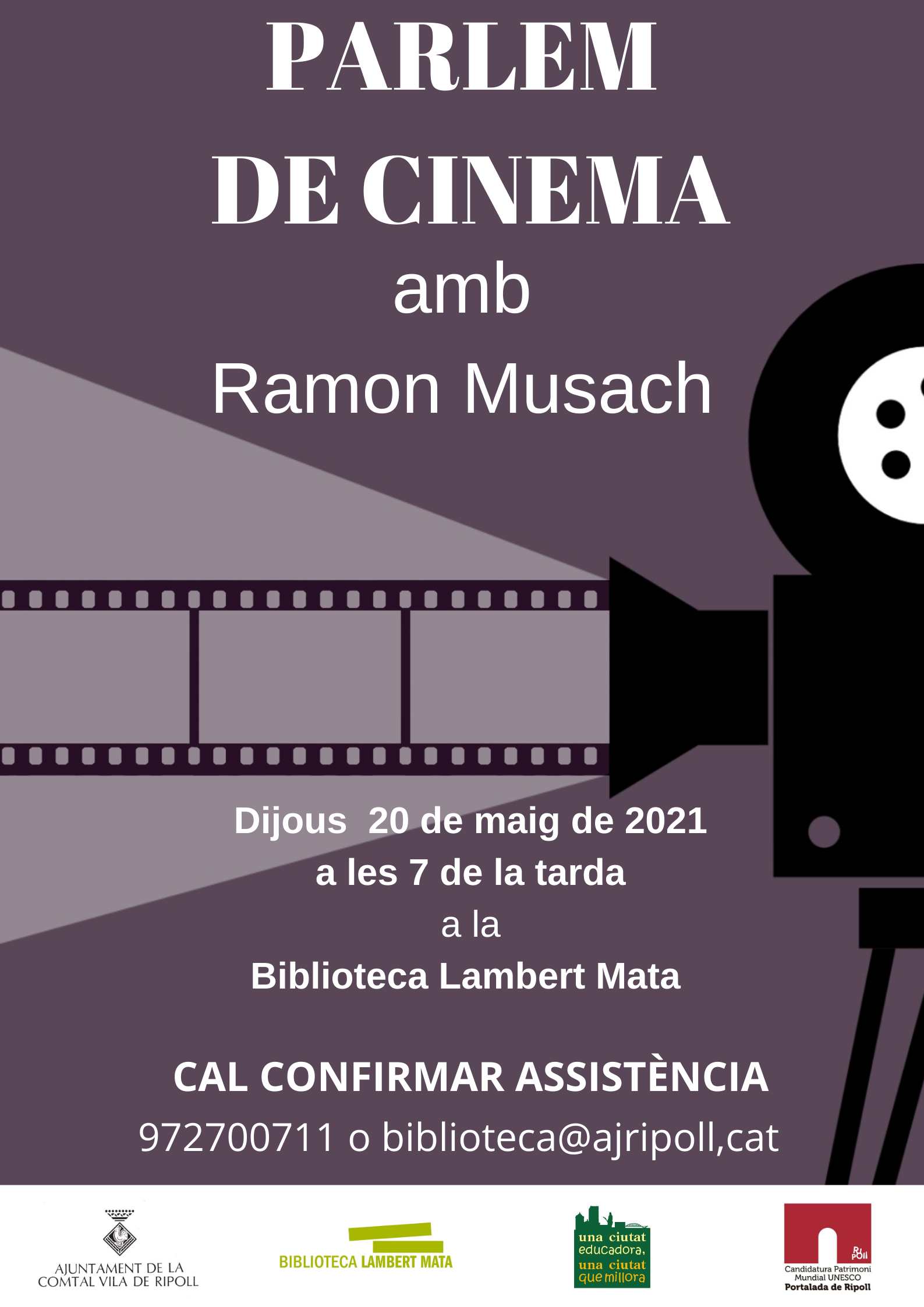 Cartell: Parlem de cinema 20 de maig Ripoll