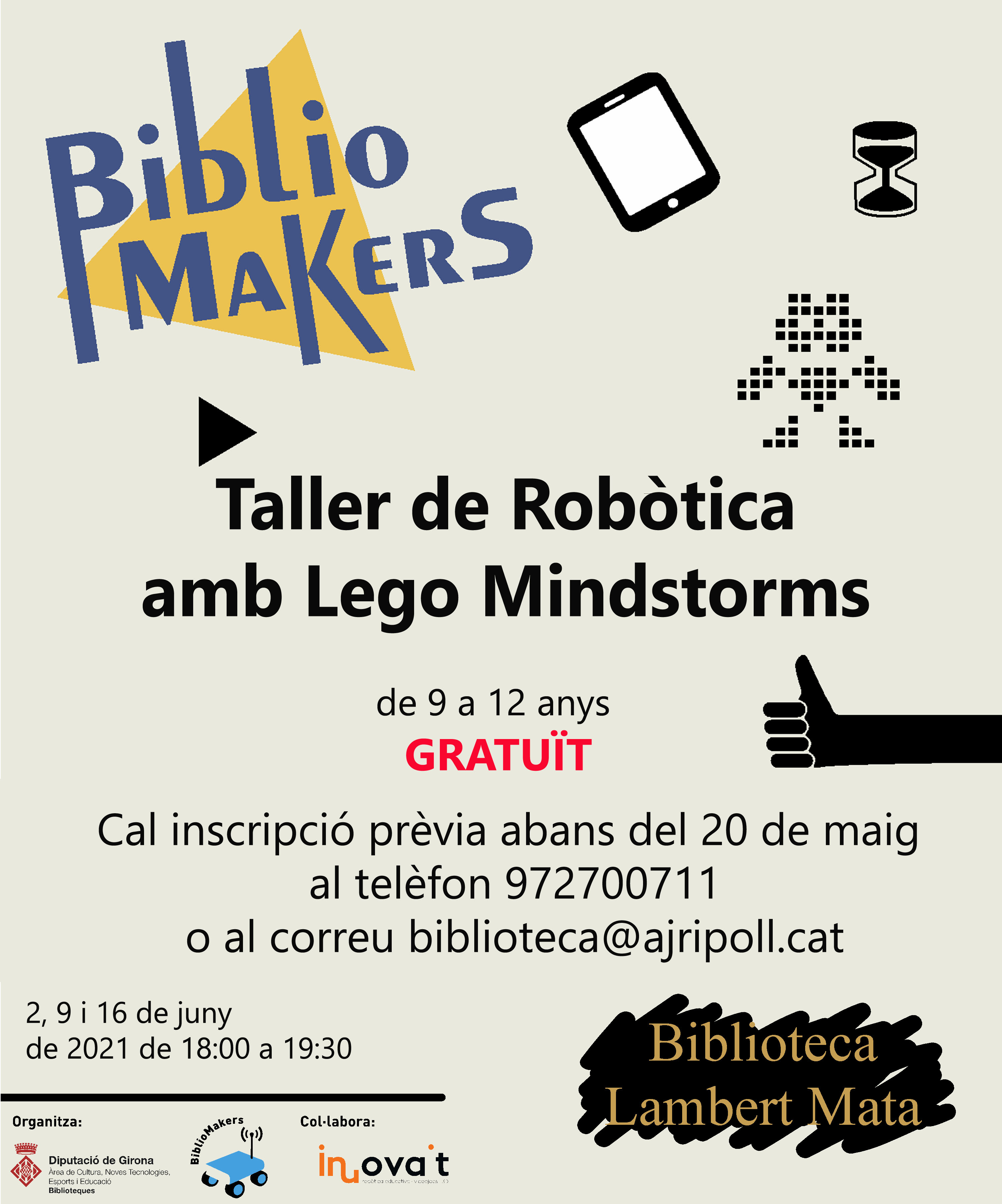 Cartell Bibliomakers 2021 Robòtica dimecres Ripoll