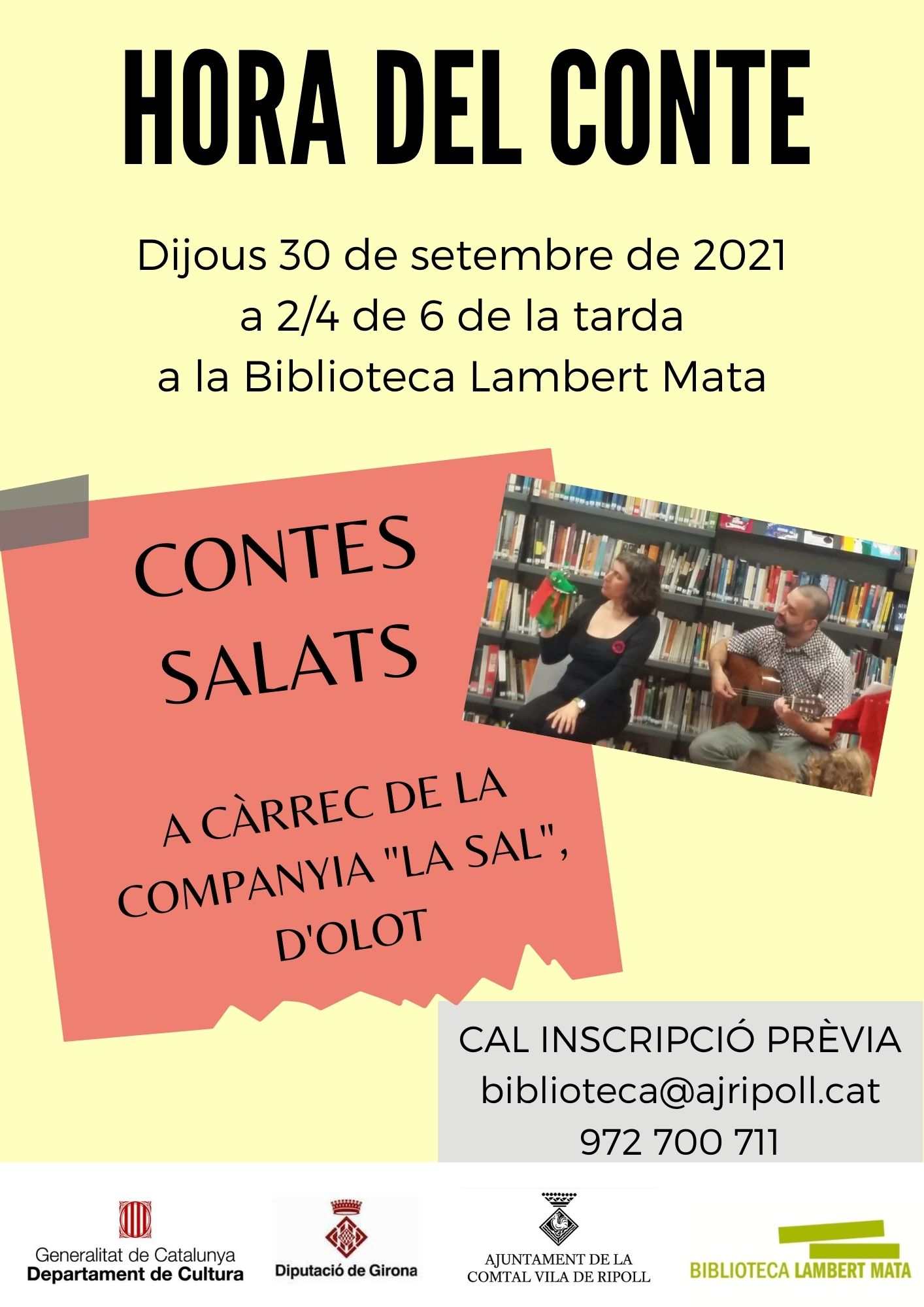 Cartell hora del conte 30 setembre: "Contes Salats"