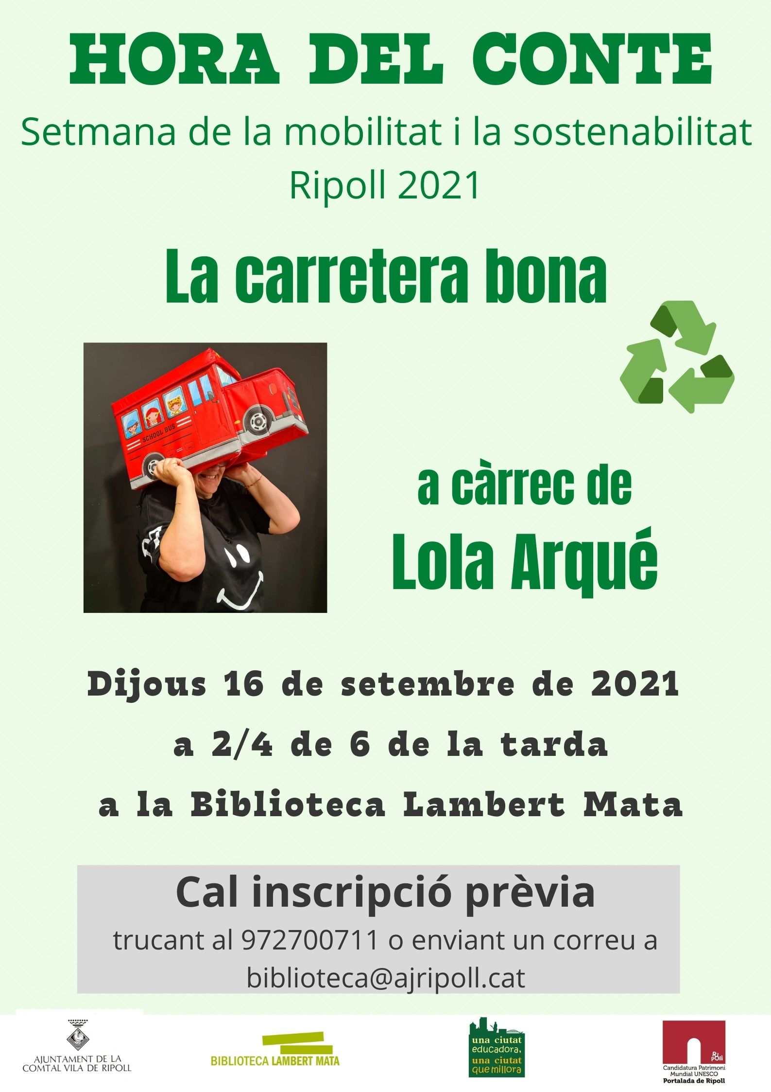 Cartell hora del conte setmana de la mobilitat 2021 Ripoll