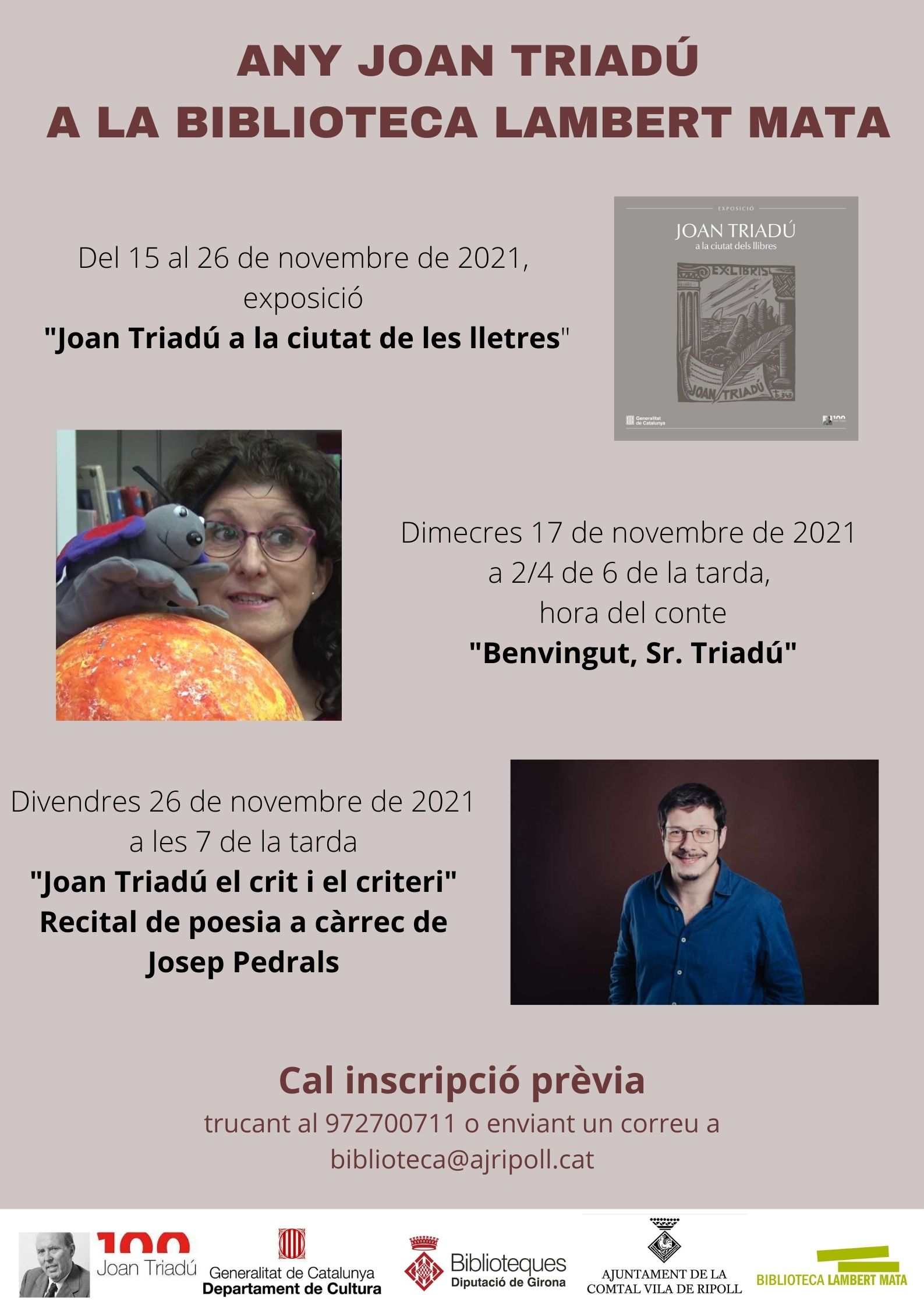 Cartell exposició "Joan Triadú a la ciutat de les lletres"