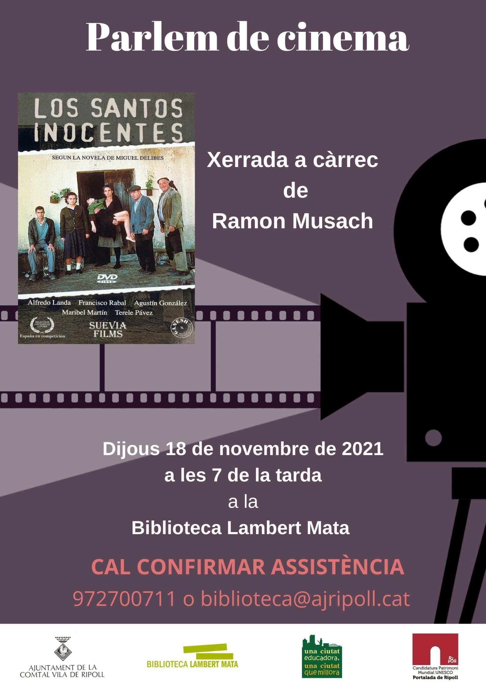 Cartell Parlem de cinema Ripoll: Los Santos inocentes