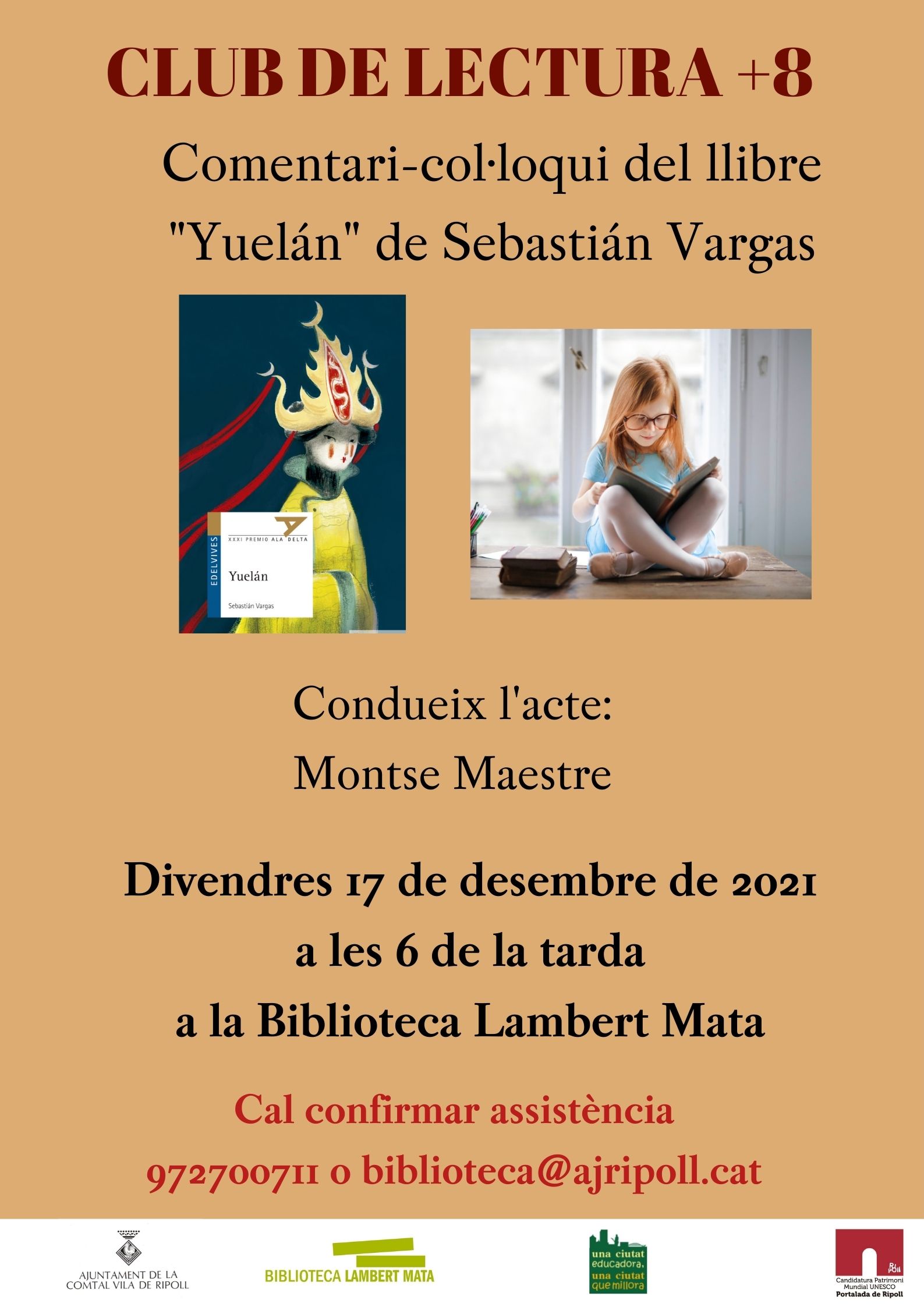 Cartell club de lectura +8  Yuelán Ripoll