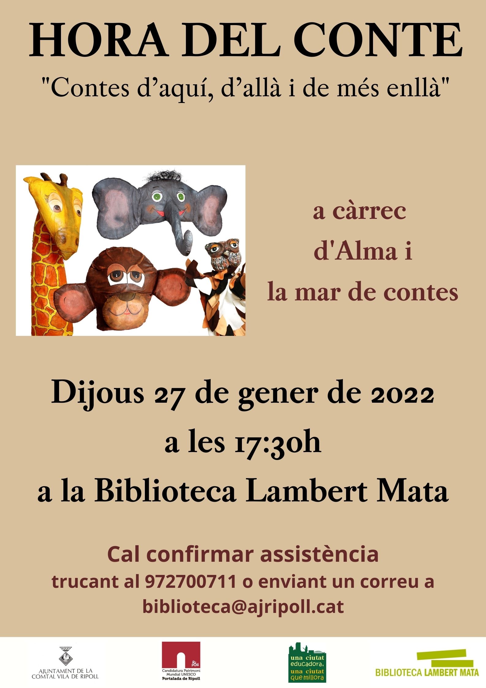 Cartell hora del conte "Contes d'aquí, d'allà i de més enllà"