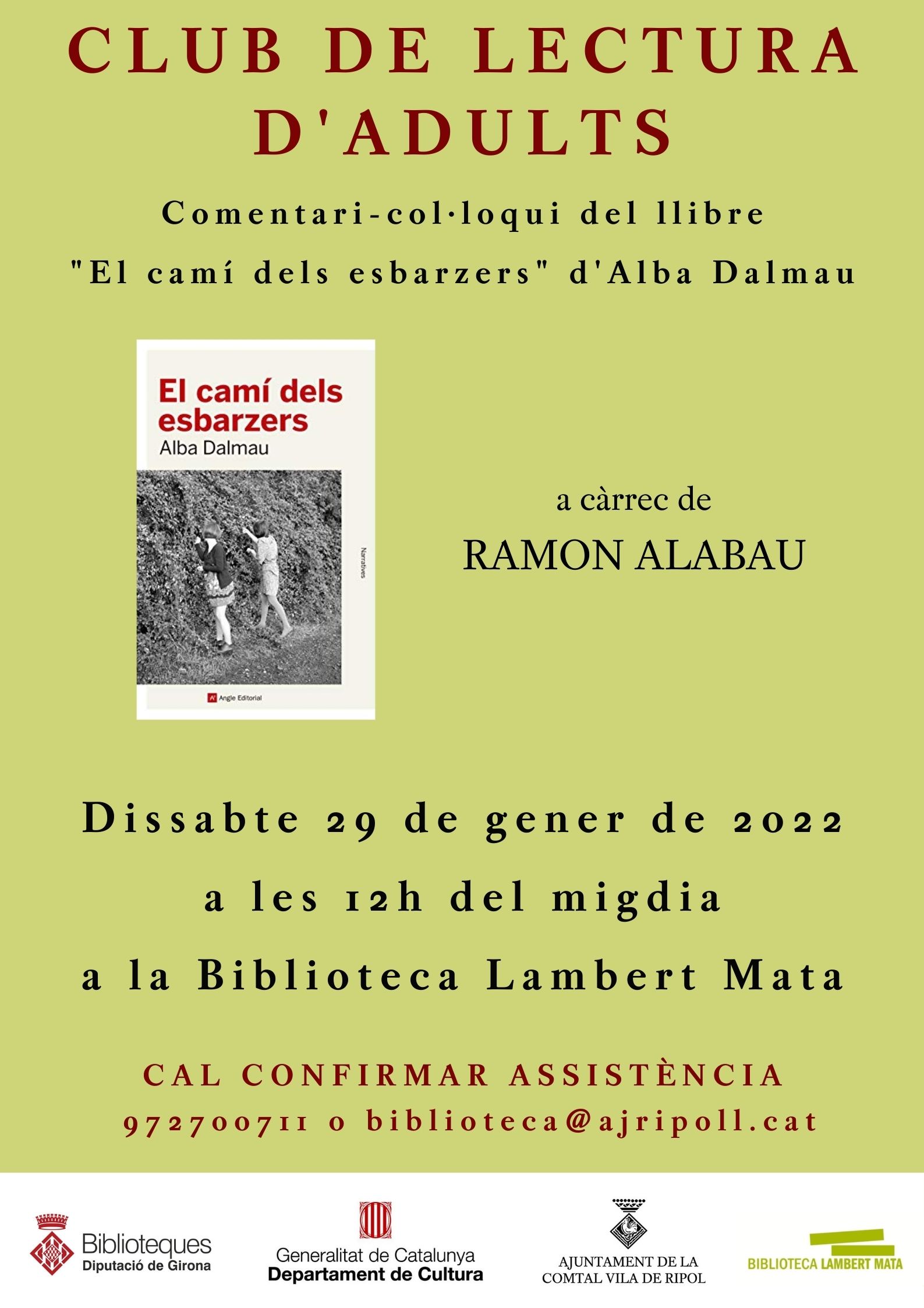 Cartell club de lectura adults "El camí dels esbarzers" Ripoll
