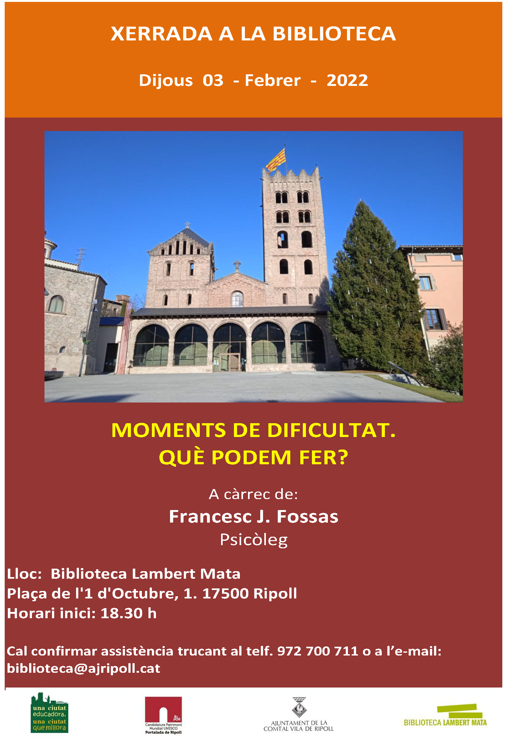 Cartell Xerrrada 3 de febrer Francesc Josep Fossas