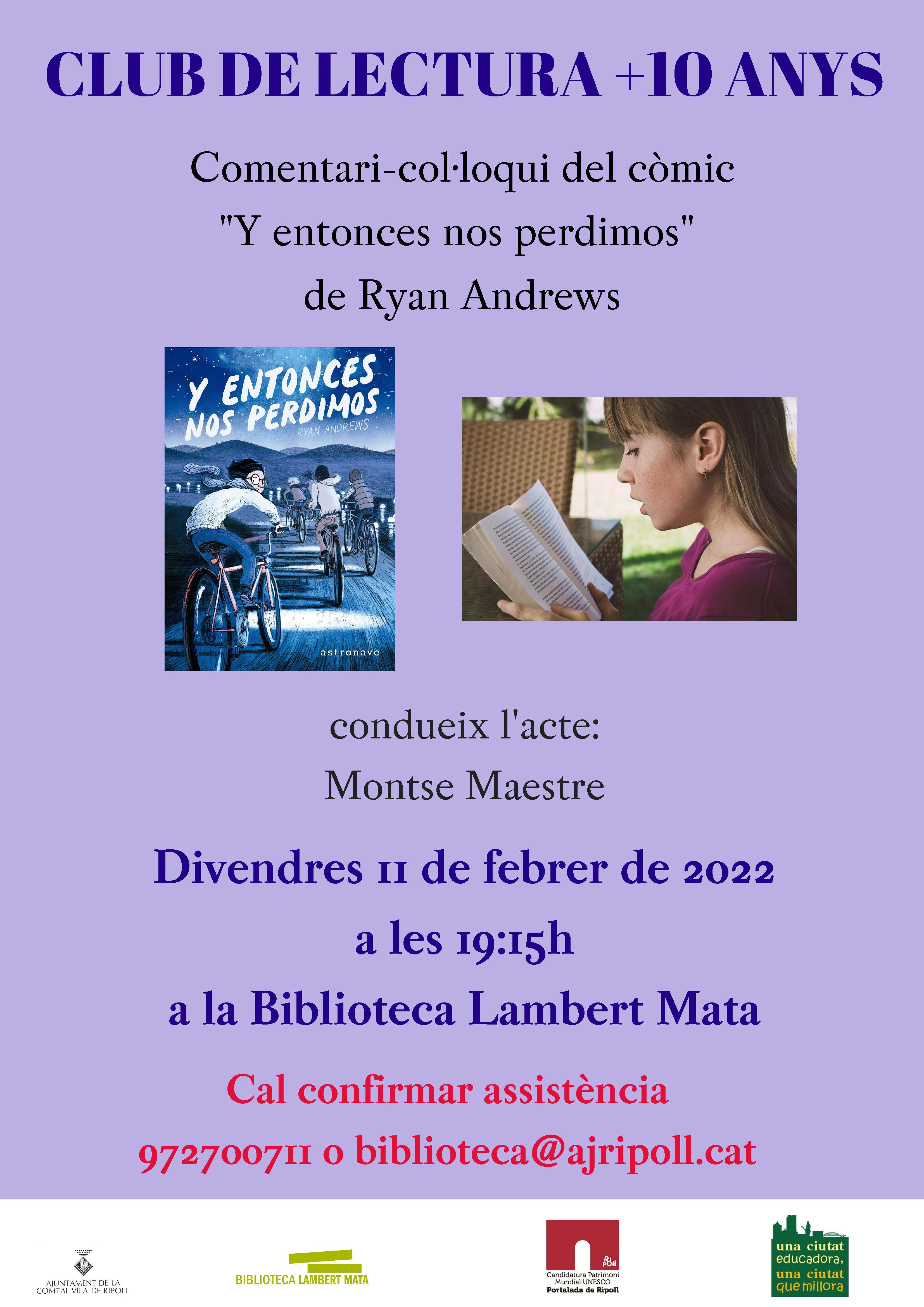 Cartell club de lectura +10 Y entonces nos perdimos , Ripoll