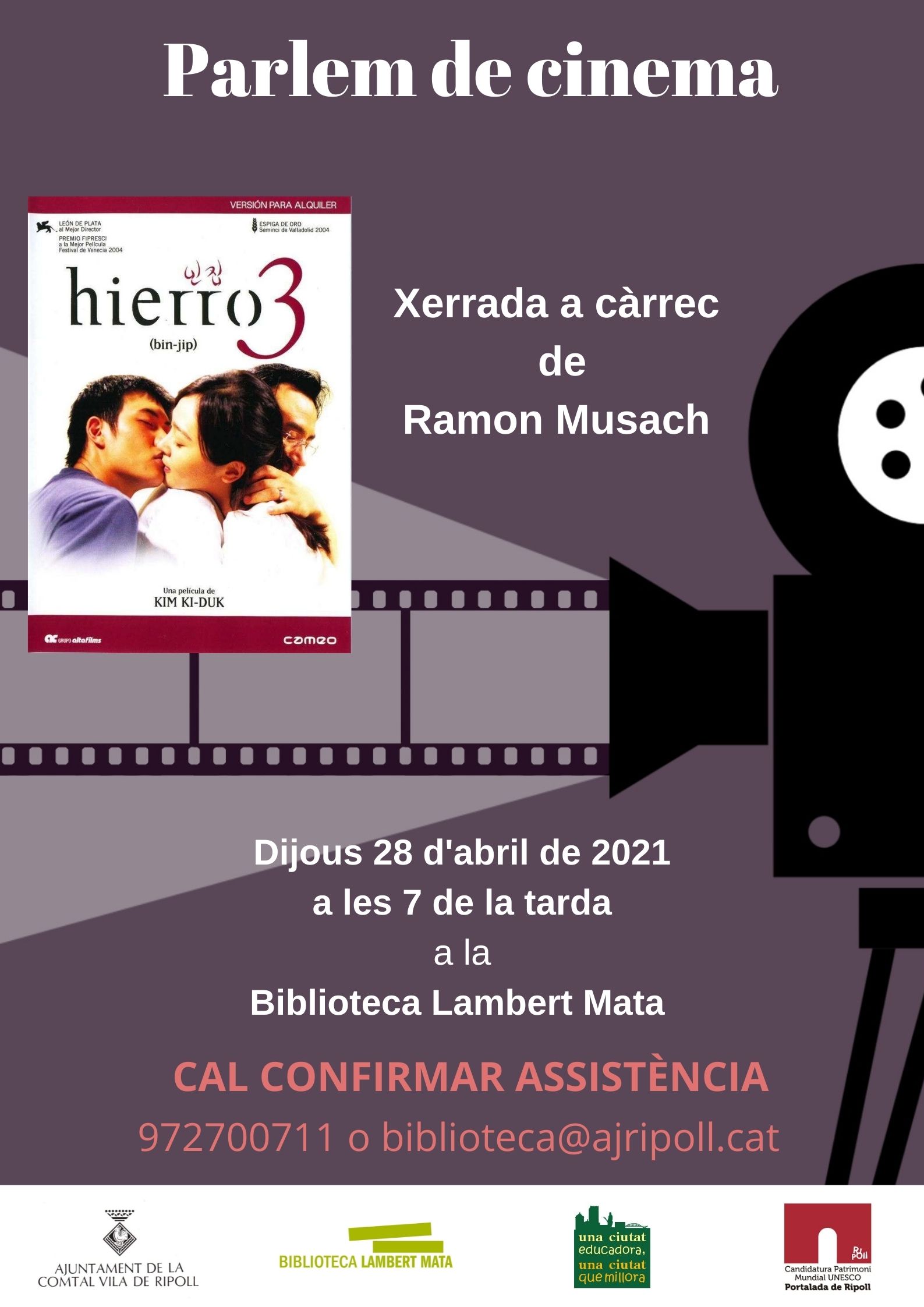 Cartell parle de cinema Ripoll: Hierro 3