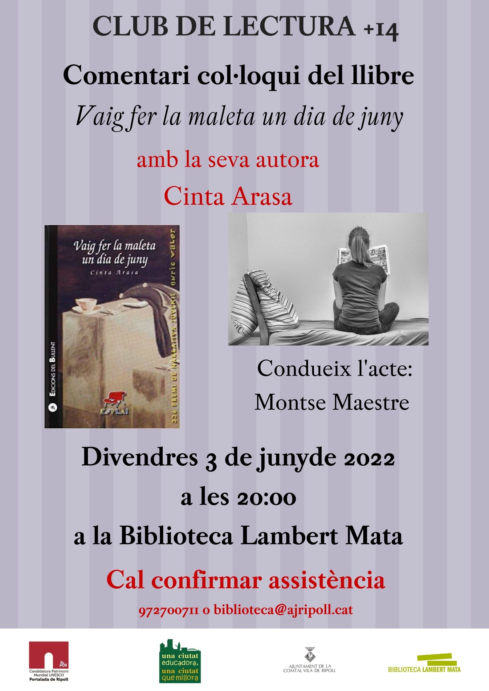 Cartell club de lectura +14 Vaig fer la maleta un dia de juny