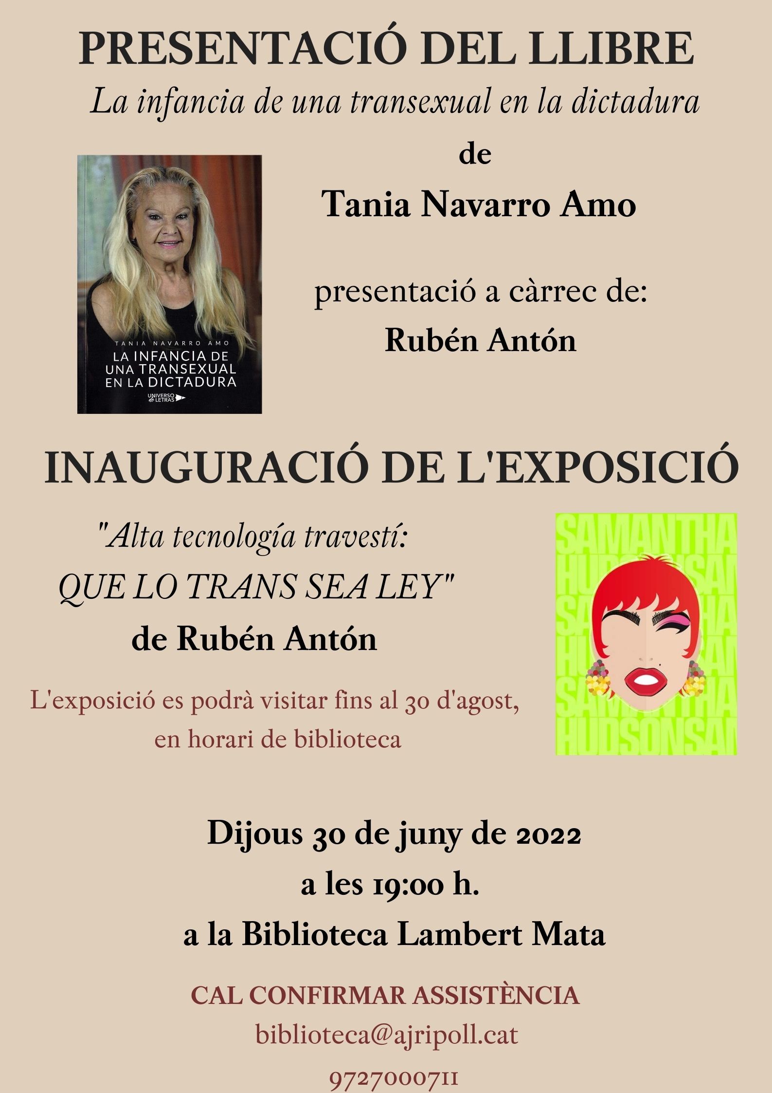 Cartell presentació llibre "La infancia de una transexual en la dictadura"