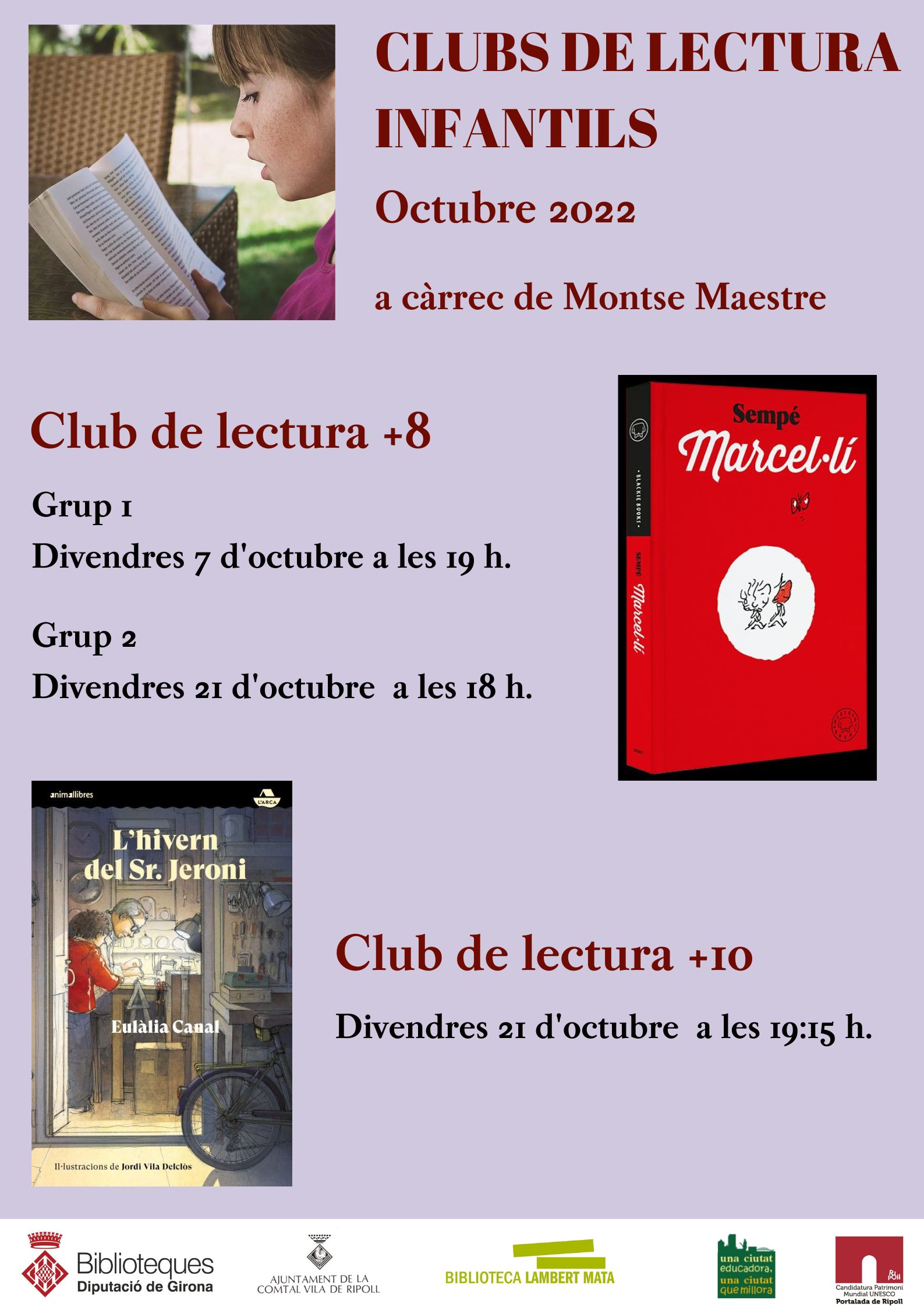 Cartell club de lectura +8 "Marcel·lí"