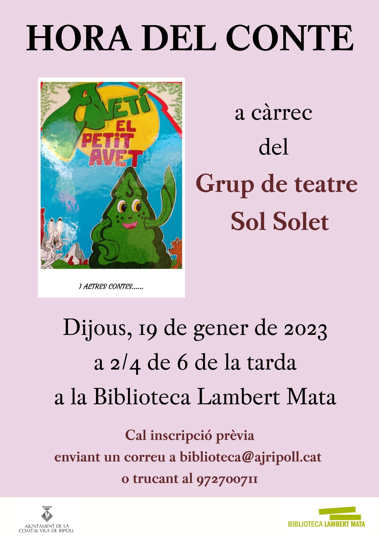 Cartell hora del conte Avetí el petit avet