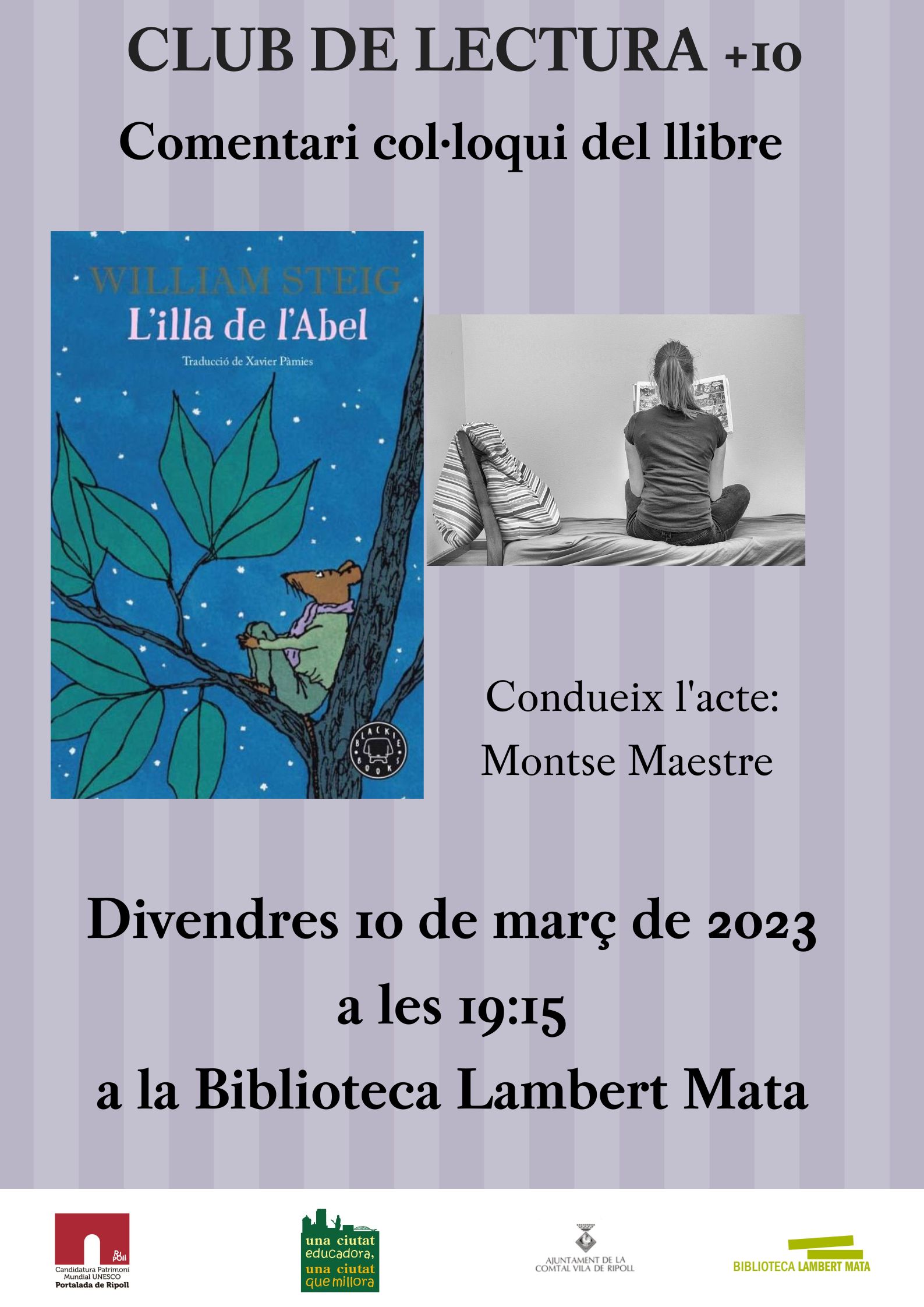 Cartell club de lectura +10 L'illa de l'Abel