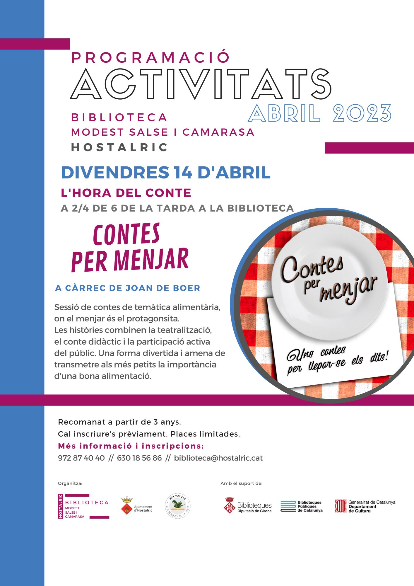 Contes per menjar a càrrec de Joan de Boer