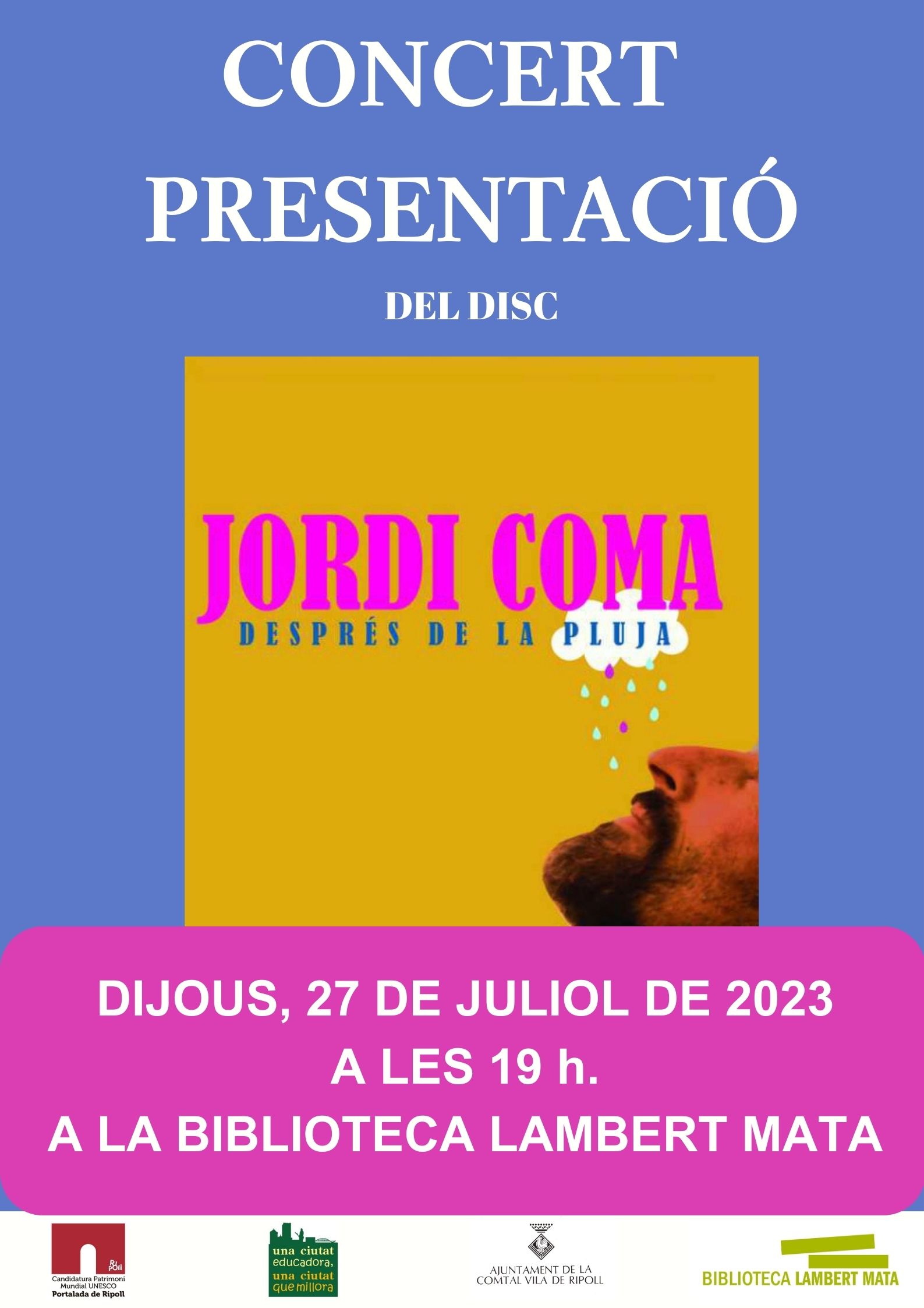 Cartell concert Jordi Coma a Ripoll