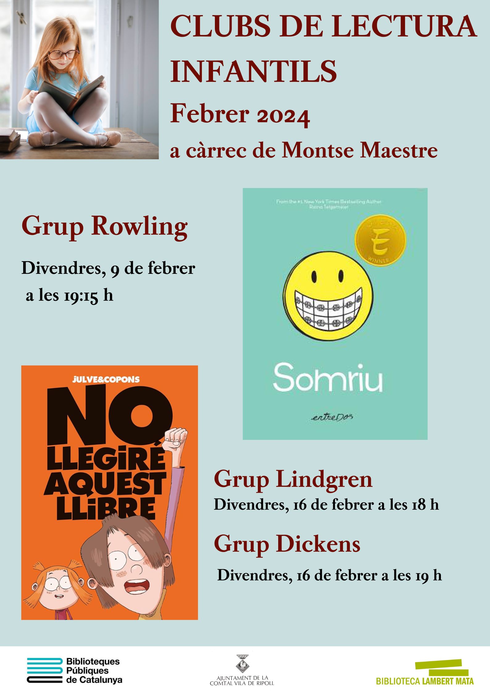 Cartell clubs de lectura infantils febrer Ripoll