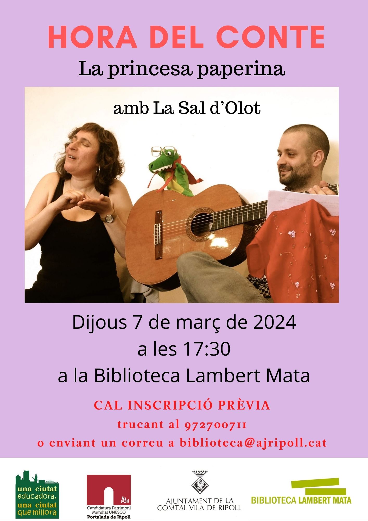 Cartell hora del conte "La princesa paperina"