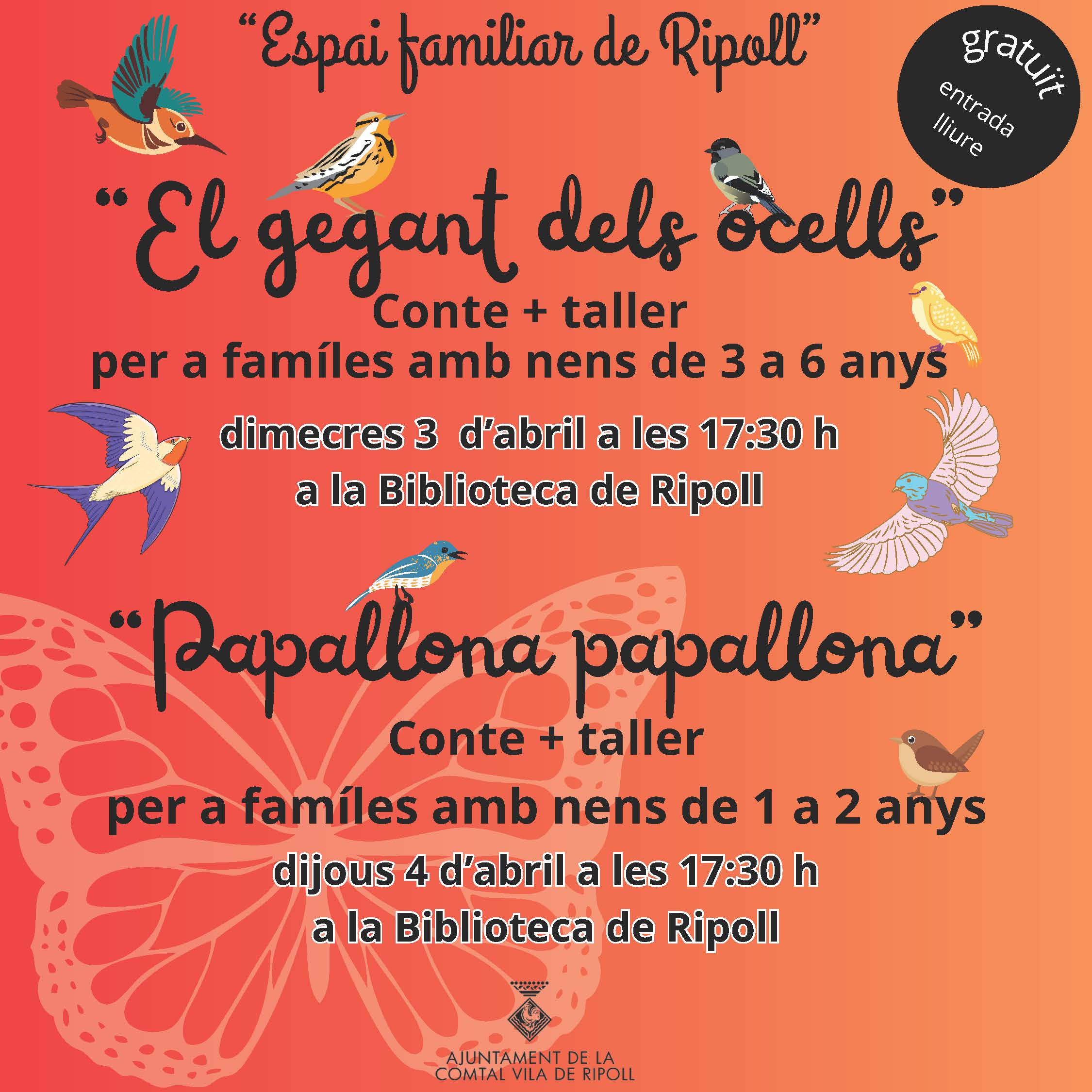 Cartell Activitats Espai Familiar setmana 1 al 7 abril Ripoll