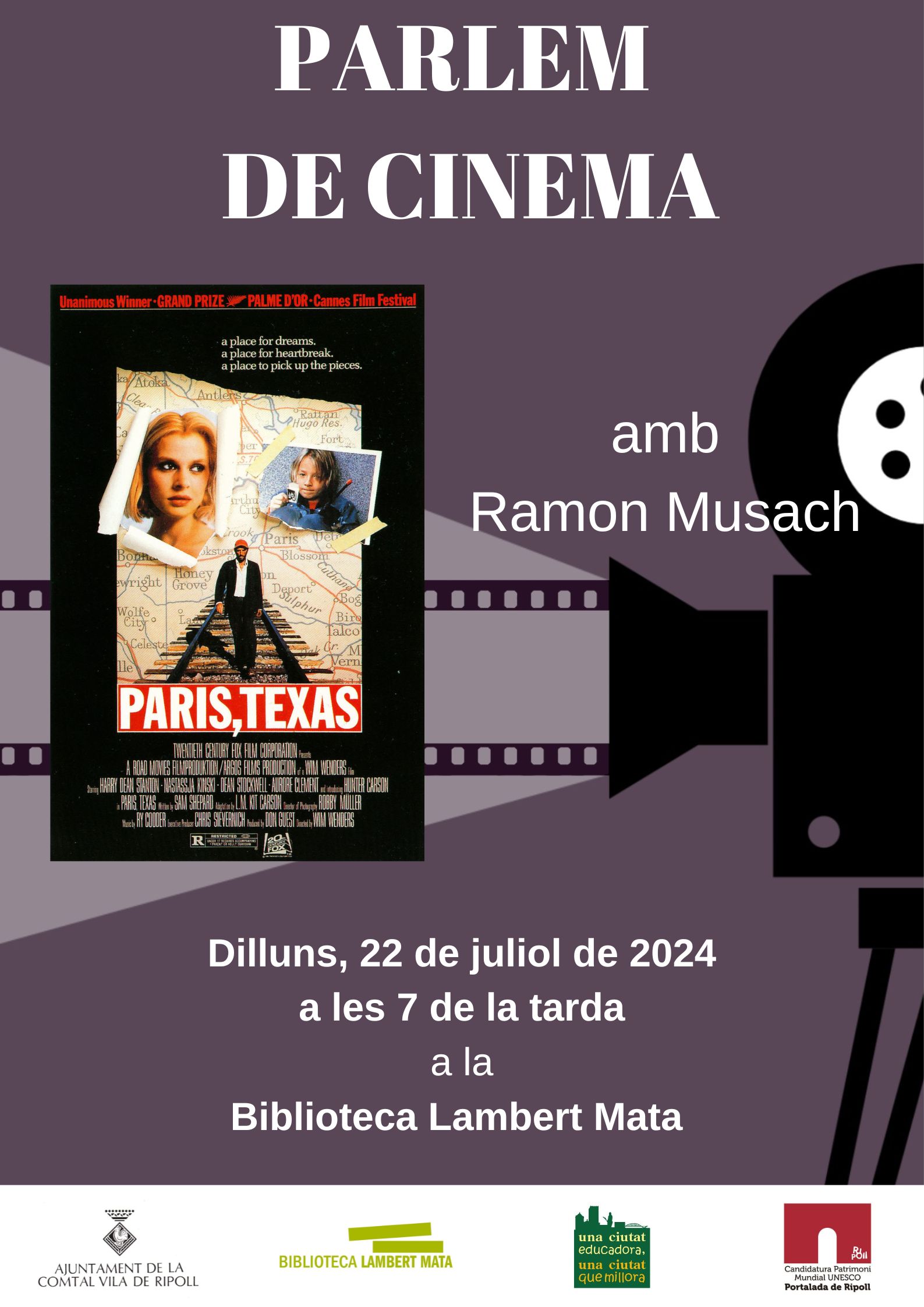 Cartell parlem de cinema juliol 2024 Ripoll