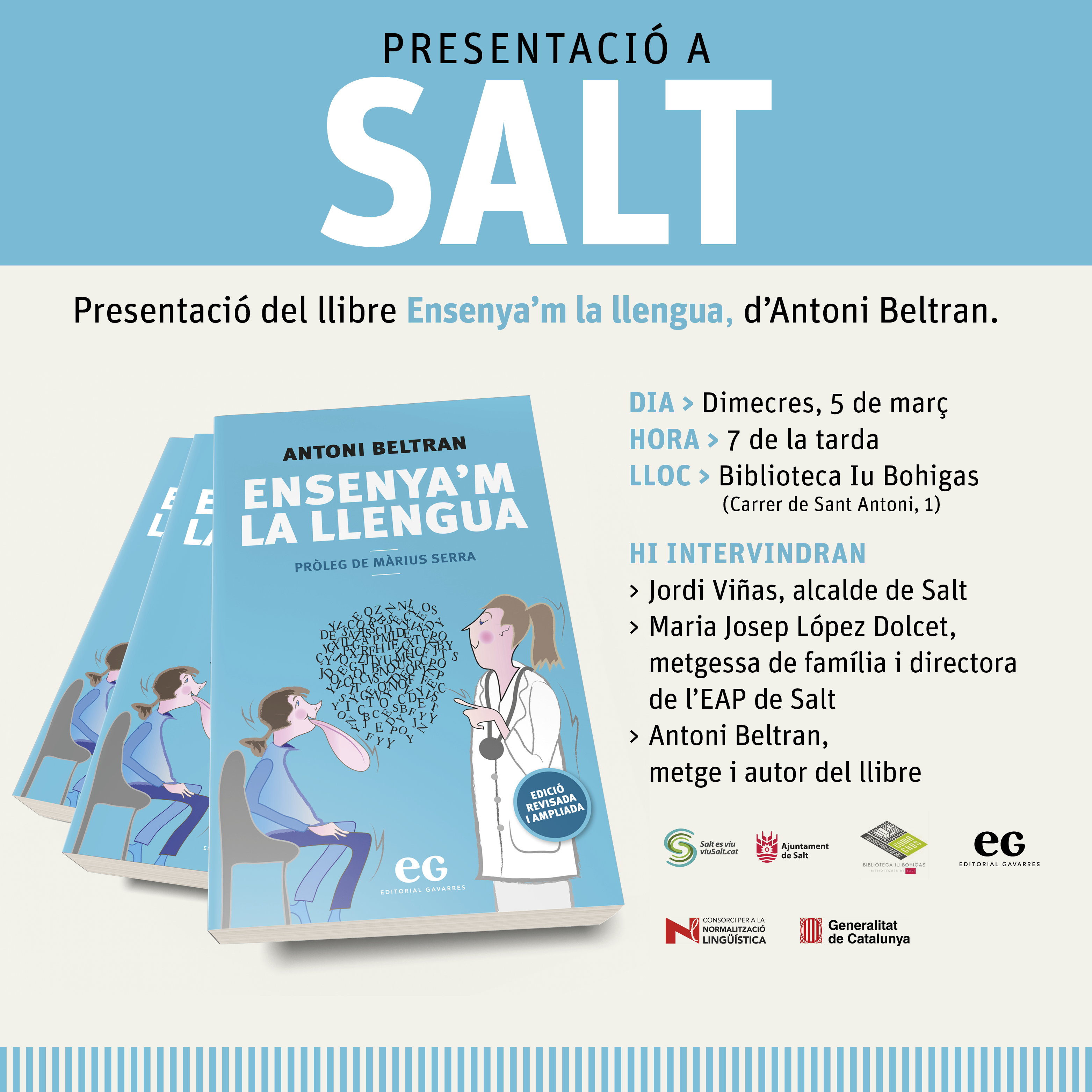 Presentació del llibre "Ensenya'm la llengua" del doctor Antoni Beltran (Editorial Gavarres)