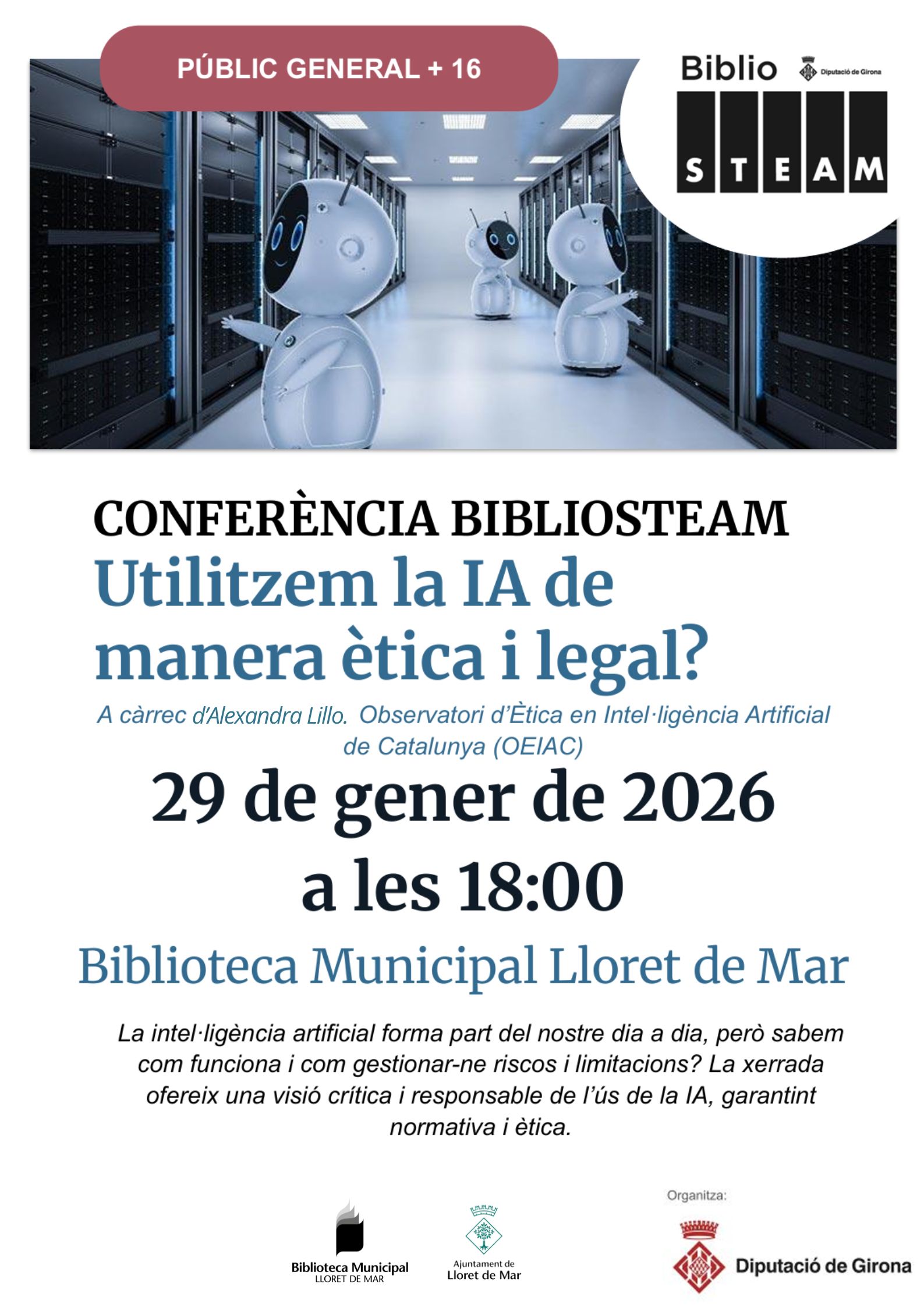 Conferència BiblioSTEAM. Utilitzem la IA de manera ètica i legal?