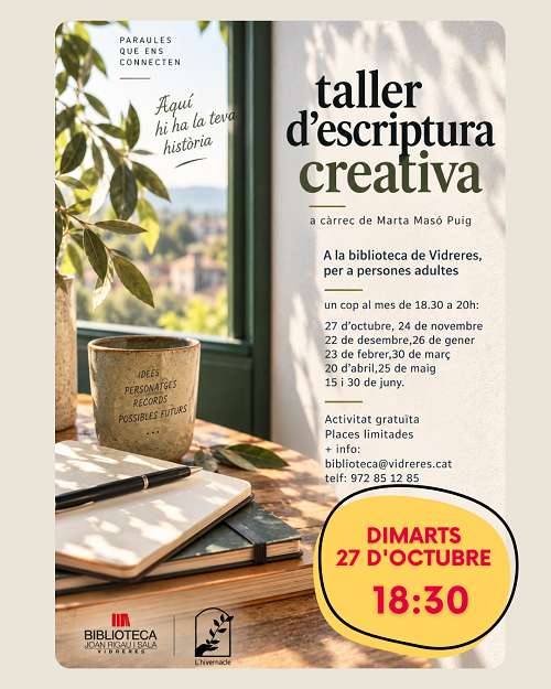 Taller d'escriptura creativa per persones adultes. A càrrec de Marta Masó Puig
